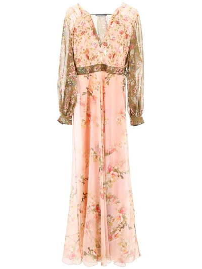 Shop Alberta Ferretti Floral-printed Dress In Pink Green (pink)