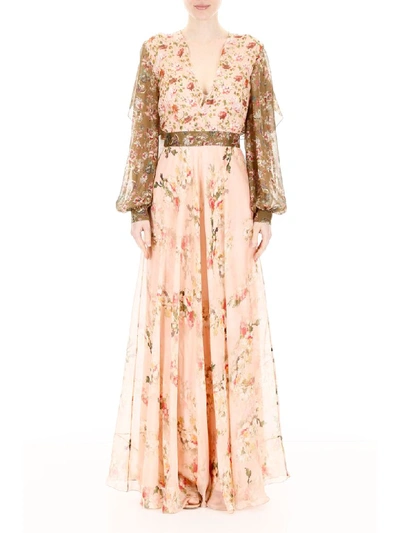 Shop Alberta Ferretti Floral-printed Dress In Pink Green (pink)