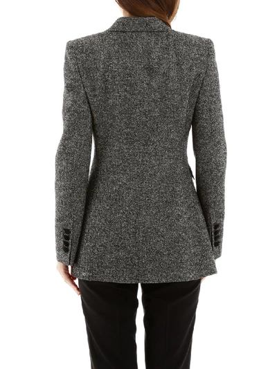 Shop Dolce & Gabbana Tweed Blazer In Fantasia (grey)