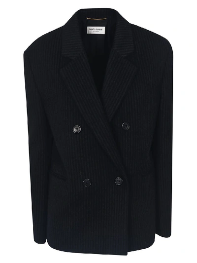 Shop Saint Laurent Double Breasted Cardigan In Black