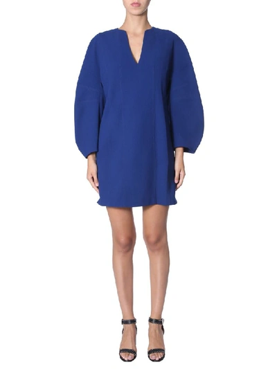 Shop Givenchy Puffed Sleeves Dress In Blu