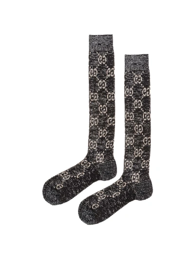 Shop Gucci Virtus Knee High Socks In Nero