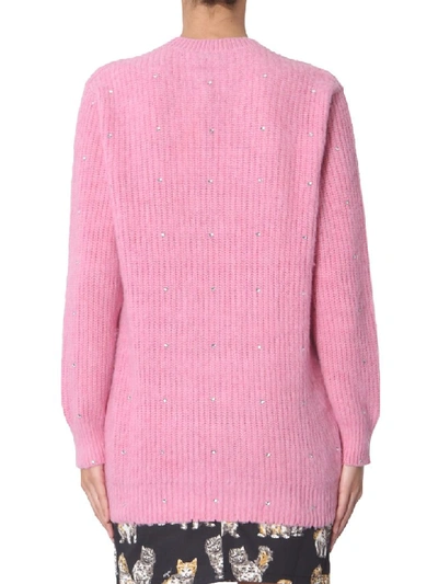 Shop Msgm Crew Neck Sweater In Rosa