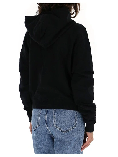Shop Off-white Sunglasses Woman Crop Hoodie In Black White