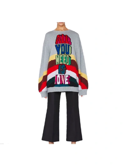 Shop Stella Mccartney Wool Jumper All You Need Is Love In Grey Colourway