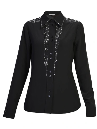 Shop Givenchy Embellished Crepe Silk Shirt In Black