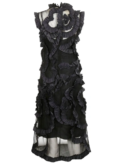 Shop Moncler Ruffle Applique Dress In Black