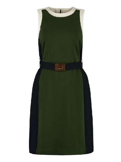 Shop Tory Burch Belted Waist Dress In Green