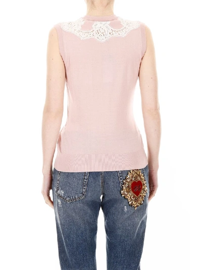 Shop Dolce & Gabbana Top With Lace Inserts In Variante Abbinata (white)