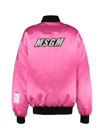 Shop Msgm Padded Bomber Jacket In Pink