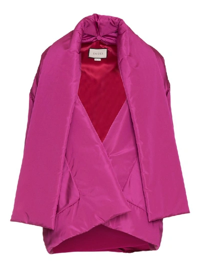 Shop Gucci Silk Bomber Jacket With Scarf In Rosso