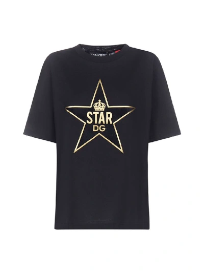 Shop Dolce & Gabbana Logo Star Short Sleeve T-shirt In Nero