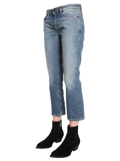 Shop Saint Laurent Cropped Jeans In Blu