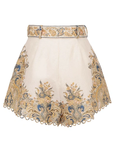 Shop Zimmermann Freja Shorts In Ivory