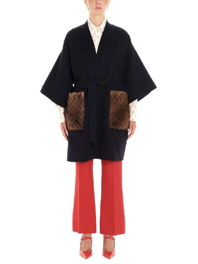 Shop Valentino Coat In Blue