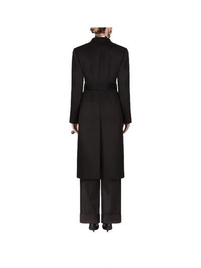 Shop Dolce & Gabbana Long Double-breasted Belted Coat In Black