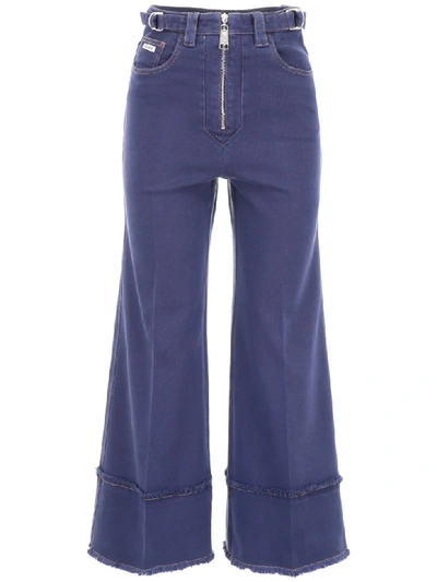 Shop Miu Miu Oversized Jeans In Baltico (blue)