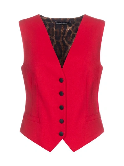 Shop Dolce & Gabbana Vest In Rosso Lacca