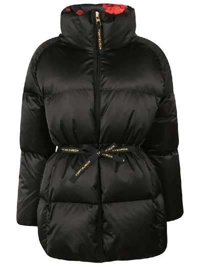 Shop Tory Burch Tie-waist Puffer Coat In Black