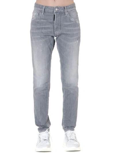 Shop Dsquared2 Stone Washed Light Grey Cotton Jeans