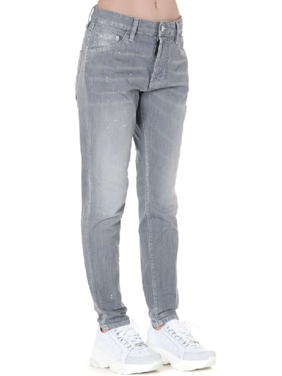 Shop Dsquared2 Stone Washed Light Grey Cotton Jeans