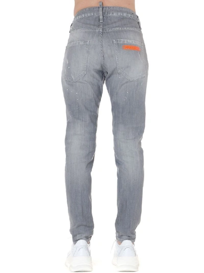 Shop Dsquared2 Stone Washed Light Grey Cotton Jeans