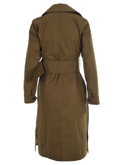 Shop Burberry Cotton Gabardine Belted Coat In Dark Military Khaky