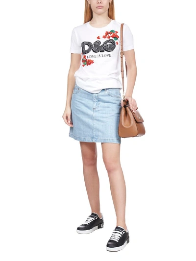 Shop Dolce & Gabbana Short Sleeve T-shirt In Bianco Ottico