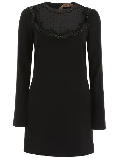 Shop N°21 Crepe Mini Dress In Black (black)