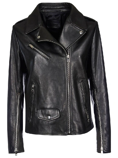 Shop Prada One-sided Zipped Biker Jacket In Black