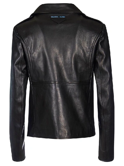 Shop Prada One-sided Zipped Biker Jacket In Black