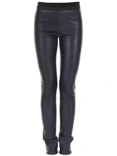 Shop Drome Leather Leggings In Marine Blue (blue)