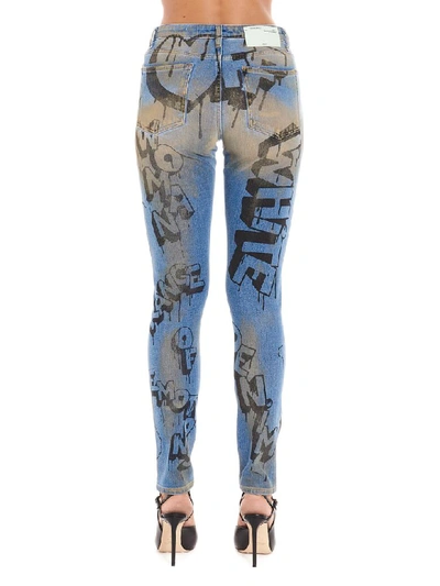 Shop Off-white Graffiti Jeans In Multicolor