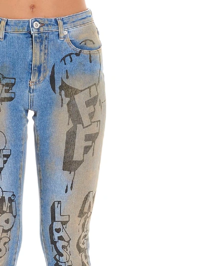 Shop Off-white Graffiti Jeans In Multicolor