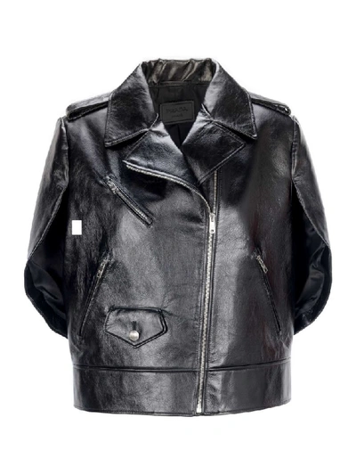 Shop Prada Leather Cape In Black