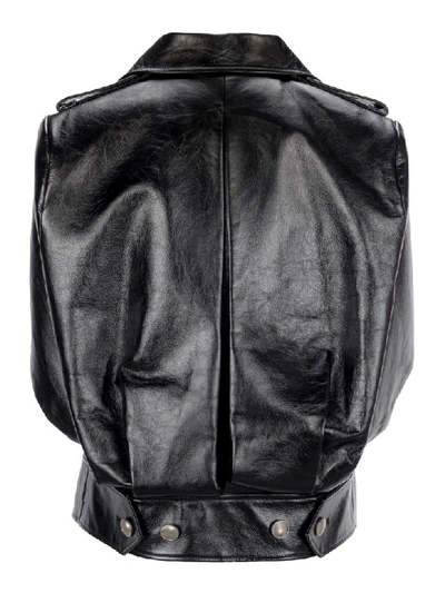 Shop Prada Leather Cape In Black