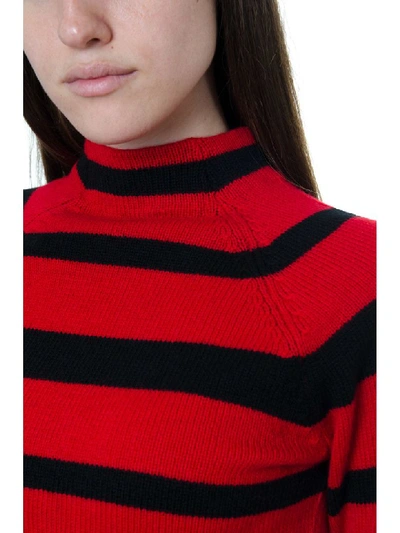 Shop Miu Miu Black & Red Striped Virgin Wool Knitwear