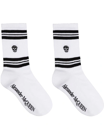 Shop Alexander Mcqueen Skull Sport Socks In White