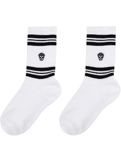 Shop Alexander Mcqueen Skull Sport Socks In White