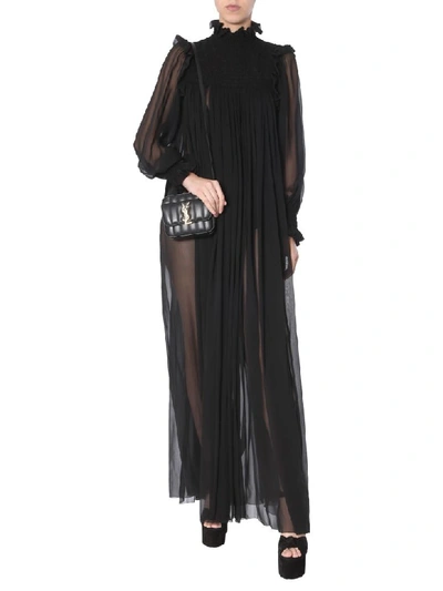 Shop Saint Laurent Long Dress In Nero