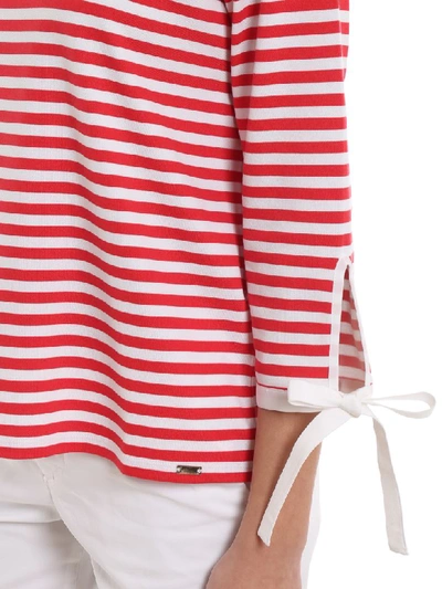 Fay Red And White Striped Blouse With Bow Details In White Red