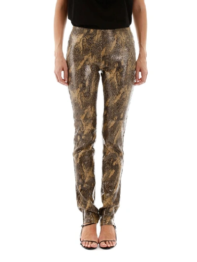 Shop Mes Demoiselles Esther Leggings In Reptile (brown)