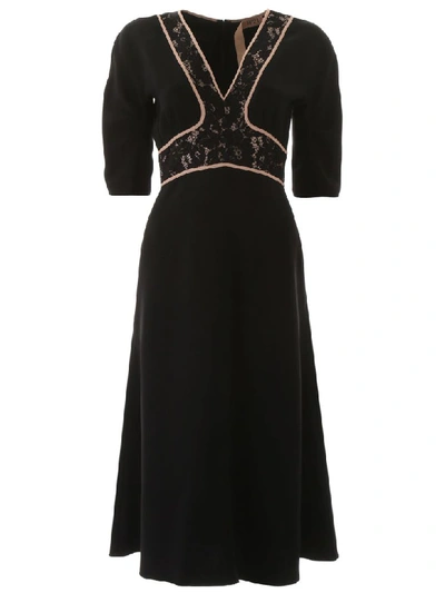 Shop N°21 Dress With Lace Inserts In Black (black)