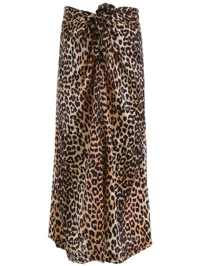 Shop Ganni Leopard Print Skirt In Leo (brown)