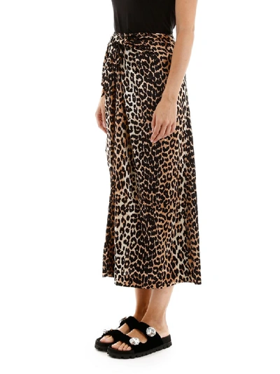 Shop Ganni Leopard Print Skirt In Leo (brown)