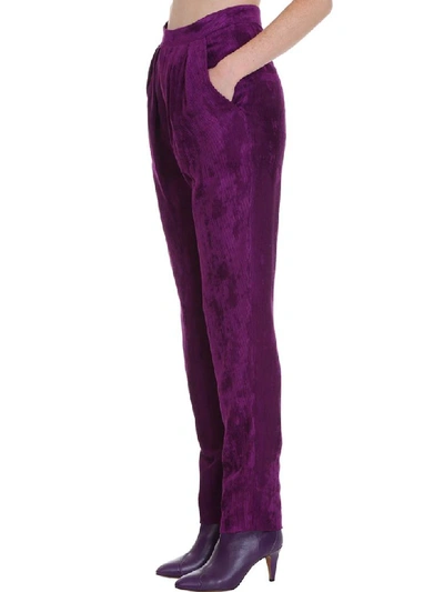 Shop Isabel Marant Fany Pants In Fuxia Velvet