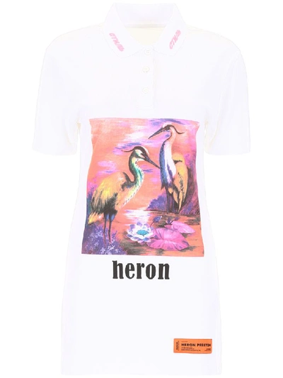 Shop Heron Preston Printed Polo Dress In White Multi (white)