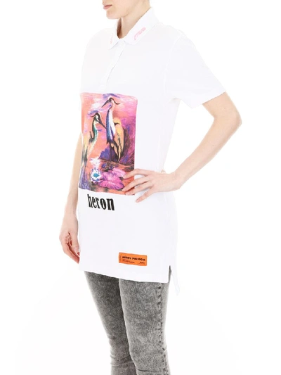 Shop Heron Preston Printed Polo Dress In White Multi (white)