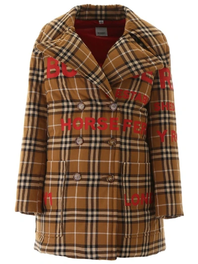 Shop Burberry Tartan Puffer Jacket With Print In Warm Walnut (brown)