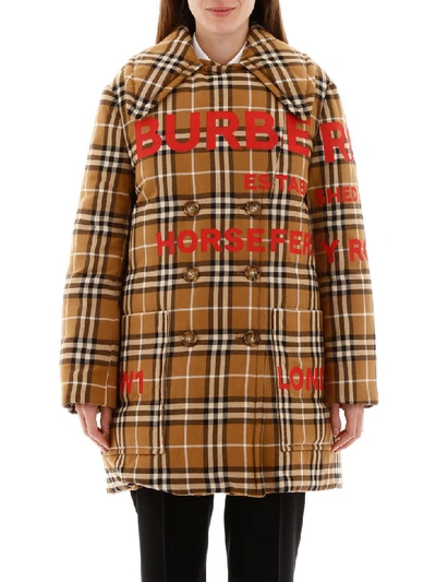 Shop Burberry Tartan Puffer Jacket With Print In Warm Walnut (brown)